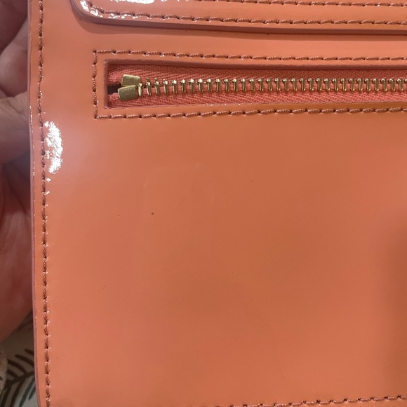 Dooney & Bourke East West flap Peach Shiny Patent Leather Purse - Picture 3 of 11